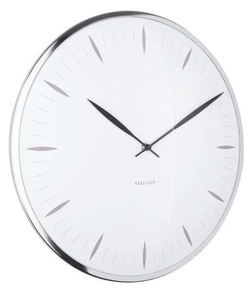 Bílé skleněné nástěnné hodiny Karlsson Leaf, ø 40 cm