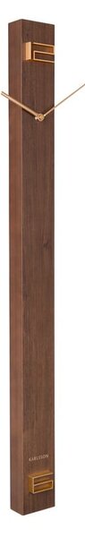 Hnědé dřevěné nástěnné hodiny Karlsson Discreet Long, 7,7 x 90 cm