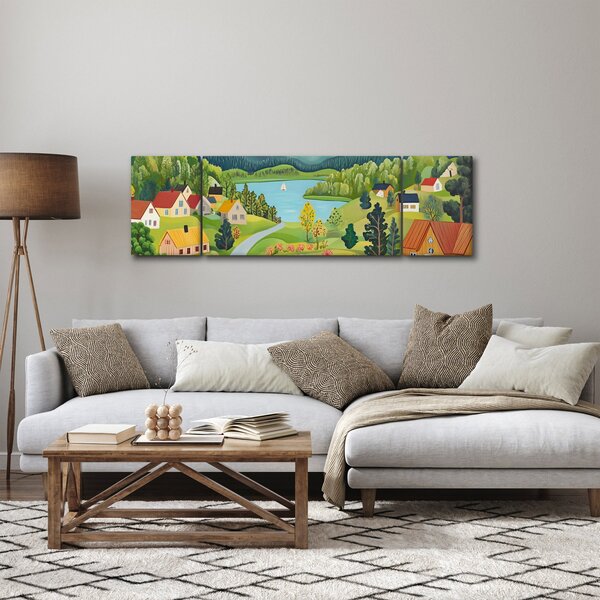 Obraz - Vesnice v horách (170x50 cm)