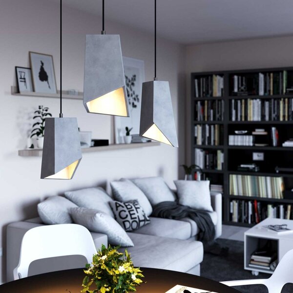 Creative cables Betonové stínidlo Prisma pro závěsné lampy s kabelovou svorkou a objímkou E27 Barva komponentu: Tmavý beton