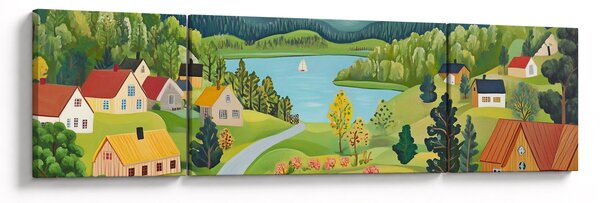 Obraz - Vesnice v horách (170x50 cm)