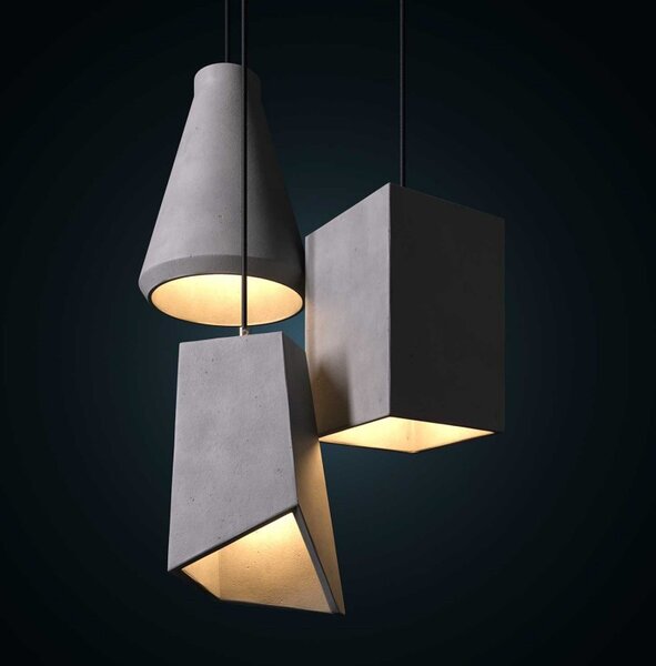 Creative cables Betonové stínidlo Prisma pro závěsné lampy s kabelovou svorkou a objímkou E27 Barva komponentu: Tmavý beton