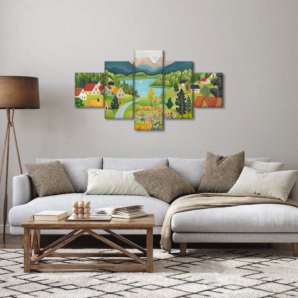Obraz - Vesnice v horách (125x70 cm)