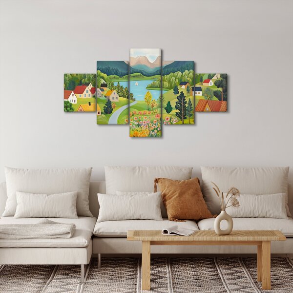 Obraz - Vesnice v horách (125x70 cm)