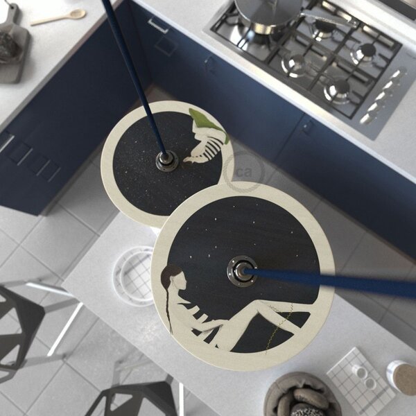 Creative cables Dřevěné oboustranné ilustrované stínidlo Ufo od různých umělců, ⌀ 33 cm Barva komponentu: Carolina Zuniga