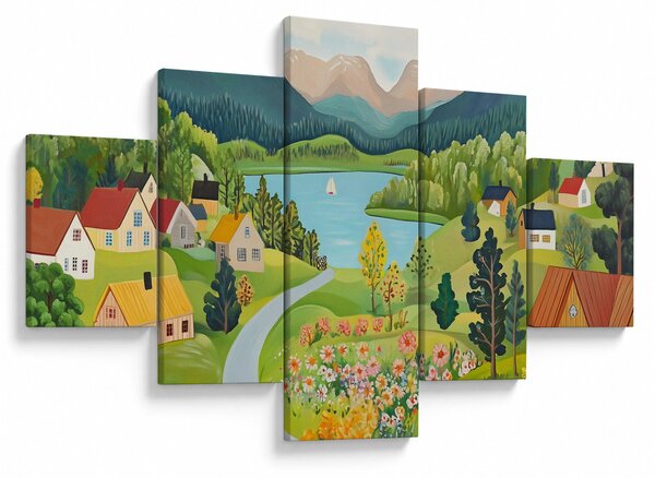 Obraz - Vesnice v horách (125x70 cm)