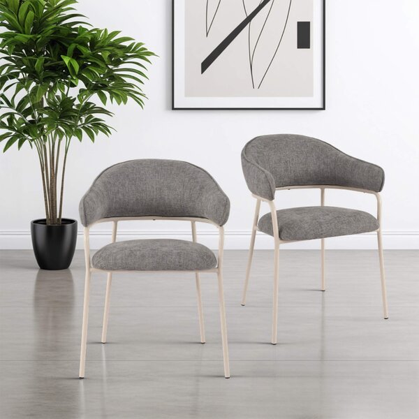 Rebecca Mobili Židle Cadetia 82,5x57x56,5 Polyesterová tkanina Steel Grey White Moderní SET 2 kusů