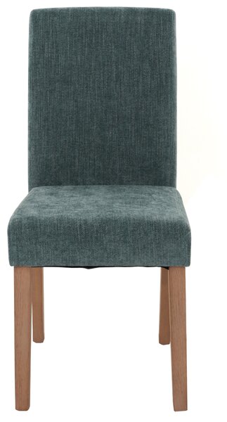 Sada 6 jídelních židlí Littau, kuchyňská židle s vysokým opěradlem, látka/textil žinylka dřevo zelená, nohy v přírodní barvě
