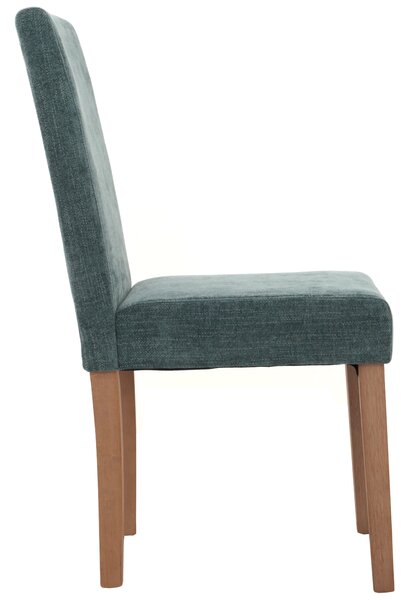 Sada 6 jídelních židlí Littau, kuchyňská židle s vysokým opěradlem, látka/textil žinylka dřevo zelená, nohy v přírodní barvě