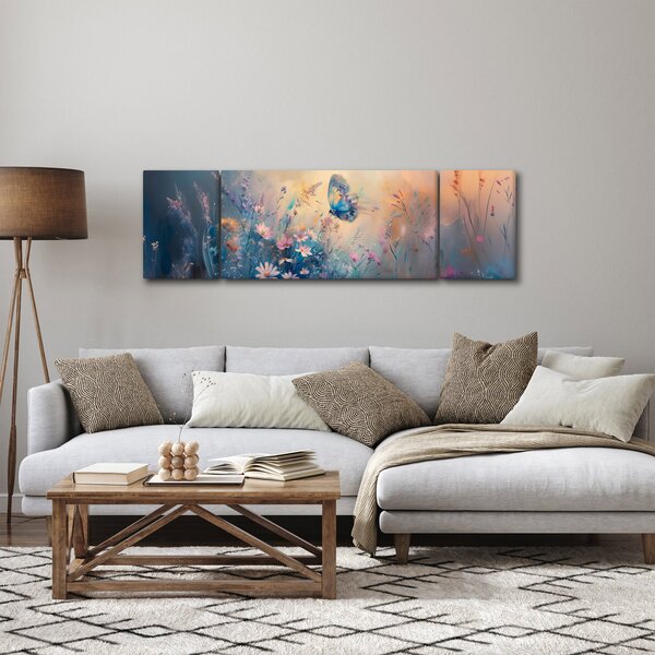 Obraz - Louka s motýlem (170x50 cm)