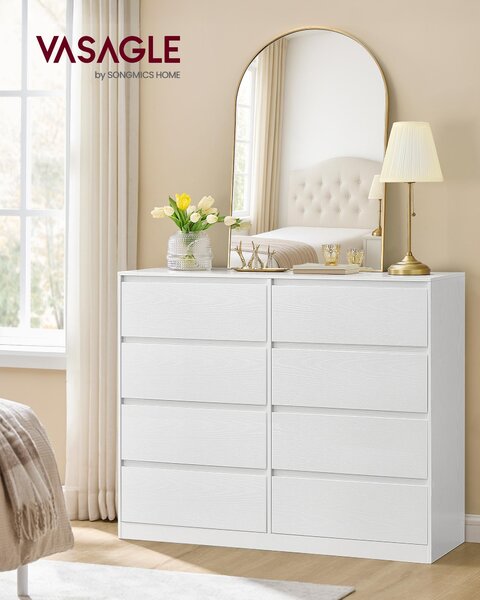 VASAGLE Komoda s 8 zásuvkami, komoda, zásuvková skříň, komoda na prádlo, do ložnice, 40 x 119,4 x 97,5 cm, moderní KAILYN kolekce