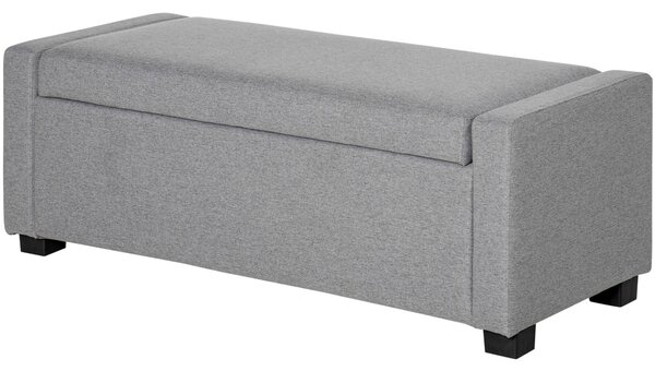 HOMCOM Úložná lavička, čalouněná lavička se skladovacím prostorem, lavička na konec postele, moderní design, plast, šedá tkanina, vícúčelová, 120x50x4