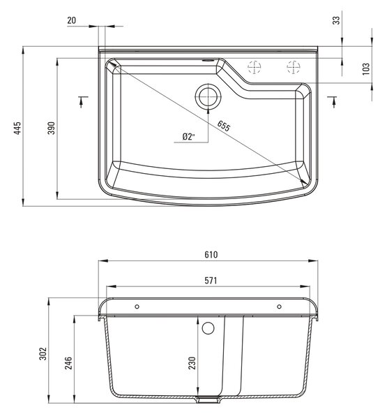 Deante Garden technický dřez 61x44.5 cm plast ZYT_310B