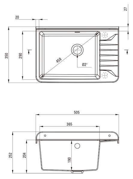Deante Garden technický dřez 50.5x35 cm plast ZYT_211A