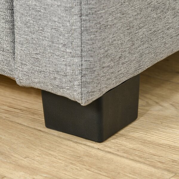 HOMCOM Úložná lavička, čalouněná lavička se skladovacím prostorem, lavička na konec postele, moderní design, plast, šedá tkanina, vícúčelová, 120x50x4