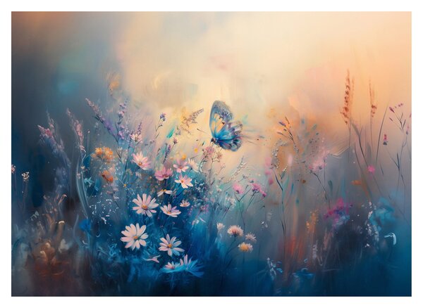 Skleněný obraz - Louka s motýlem (70x50 cm)