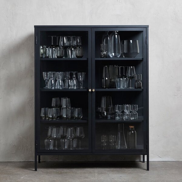 Černá kovová vitrína 110x140 cm Carmel – Unique Furniture