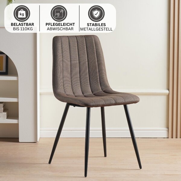 Albatros Jídelní židle sada 4 židlí GARDA hnědá - pohodlná čalouněná židle pro moderní a stylový design u jídelního stolu - židle do kuchyně nebo jídelny s vysokou nosností až 110 kg