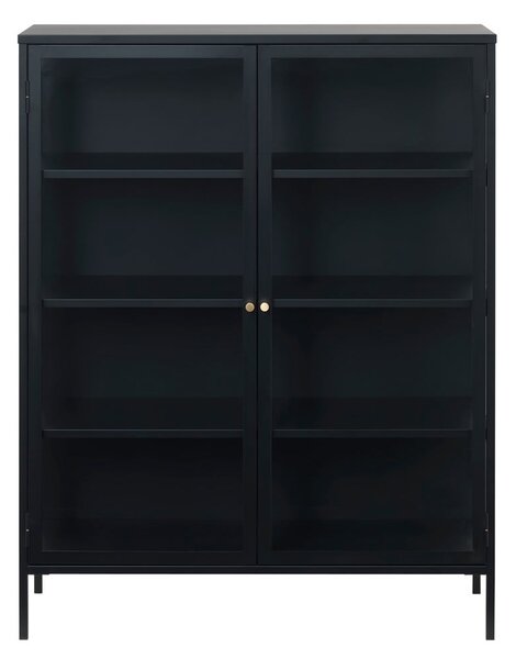 Černá vitrína Unique Furniture Carmel, výška 140 cm