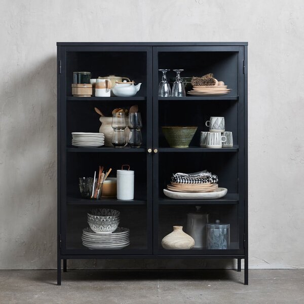 Černá kovová vitrína 110x140 cm Carmel – Unique Furniture