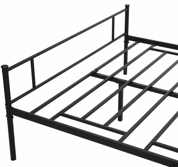Kovový dvoulůžkový rám postele HOMCOM 145x211x106cm, s integrovanými latěmi a čelem, úložný prostor pod postelí, černý | Aosom