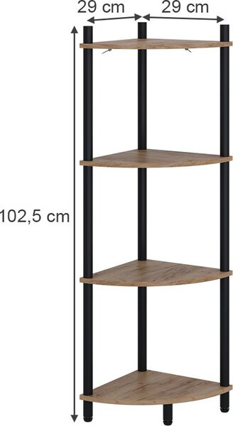 Rohová police Vicco Bivio Zlatý dub power/antracit 29 x 102.5 cm se 4 úložnými prostory, Model 57473
