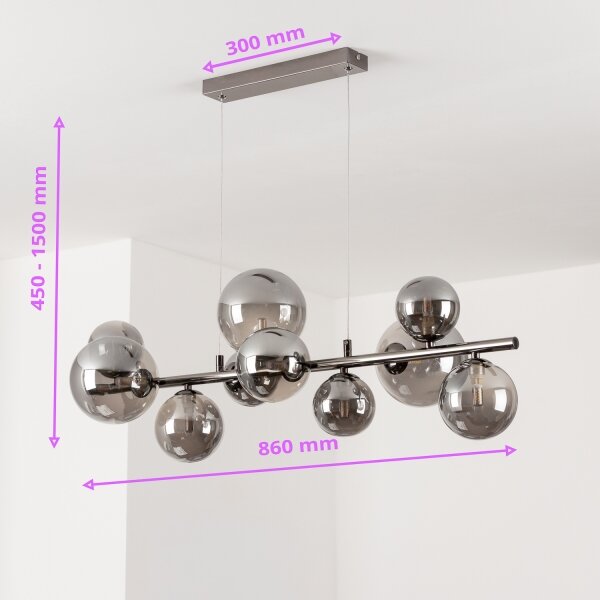 Brilagi - LED Lustr na lanku MILLA 10xG9/3W/230V černý chrom/kouřová