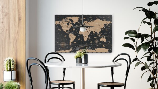Allboards magnetická bezrámová kovová tabule s potiskem 60 x 40 cm - mapa světa,MB64_00026