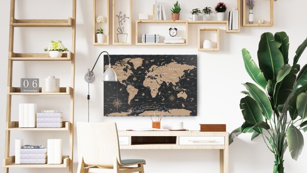 Allboards magnetická bezrámová kovová tabule s potiskem 60 x 40 cm - mapa světa,MB64_00026