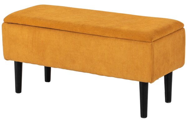 HOMCOM úložná lavička 47L s polyesterovým potahem do ložnice a předsíně, 95x38x45cm, Oranžová | Aosom