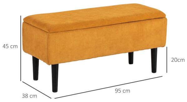 HOMCOM úložná lavička 47L s polyesterovým potahem do ložnice a předsíně, 95x38x45cm, Oranžová | Aosom