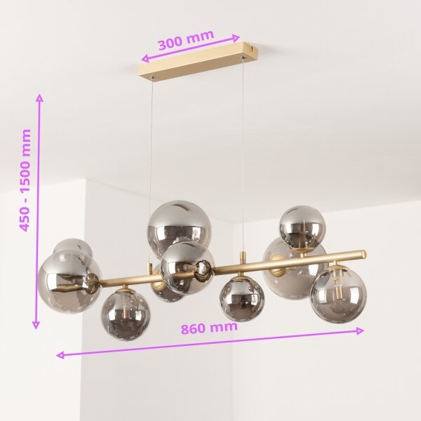 Brilagi - LED Lustr na lanku MILLA 10xG9/3W/230V zlatá/kouřová
