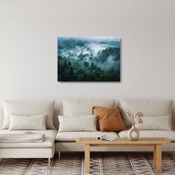 Skleněný obraz - Les v mlze (70x50 cm)