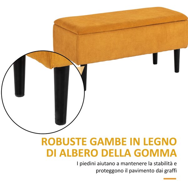 HOMCOM úložná lavička 47L s polyesterovým potahem do ložnice a předsíně, 95x38x45cm, Oranžová | Aosom