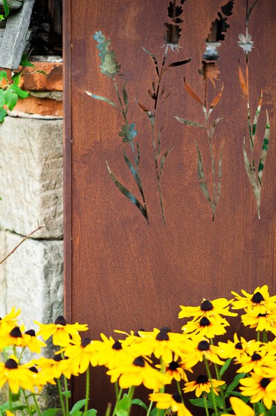 Zahradní Paraván Edelrost 160x50 cm Ochranný Panel s Trawními Stébly