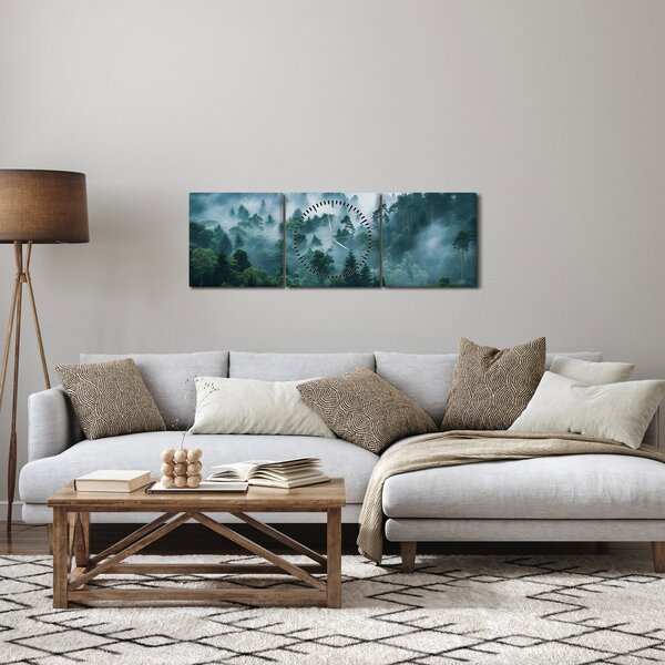 Obraz - Les v mlze (s hodinami) (90x30 cm)