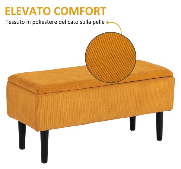 HOMCOM úložná lavička 47L s polyesterovým potahem do ložnice a předsíně, 95x38x45cm, Oranžová | Aosom