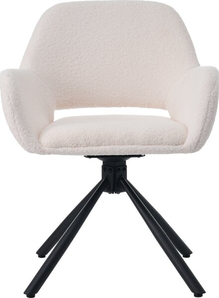Sweiko Swivel,tkanina Sherpa,sada 2 kusů,s područkami,moderní a elegantní,jídelní židle,bílá