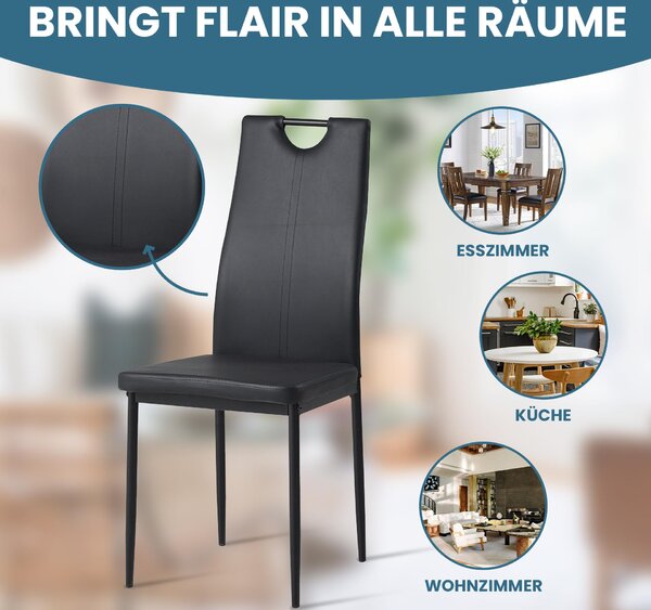 Židle do jídelny Albatros SALERNO sada 4 kusů, černá - elegantní italský design, čalouněný potah z umělé kůže, moderní a stylové k jídelnímu stolu - židle do kuchyně, židle do jídelny s vysokou nosností
