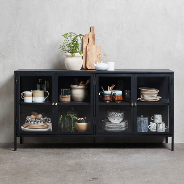 Černá kovová vitrína 170x85 cm Carmel – Unique Furniture