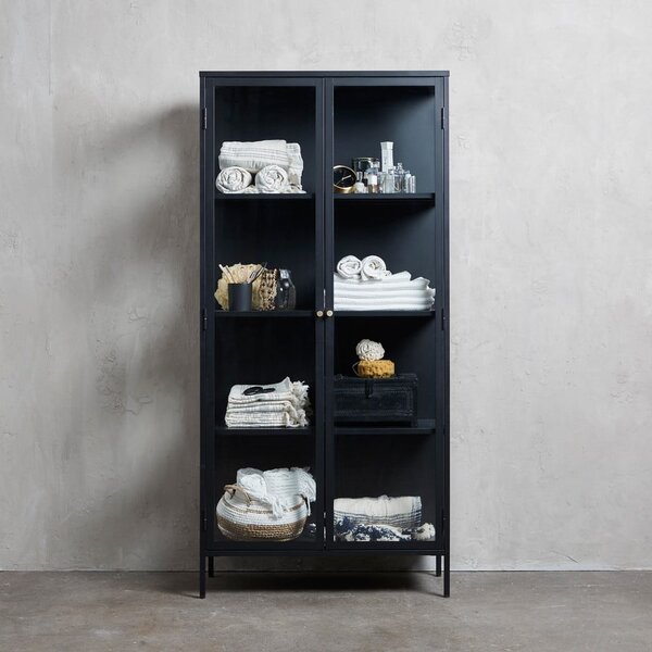 Černá kovová vitrína 90x190 cm Carmel – Unique Furniture