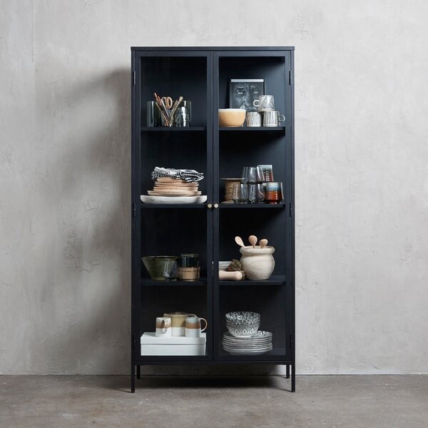 Černá kovová vitrína 90x190 cm Carmel – Unique Furniture