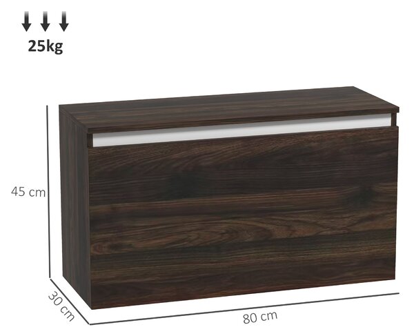 HOMCOM Nástěnný Noční Stolek s Bezúchytkovým Šuplíkem, Moderní Dřevěný Nástěnný Stolek do Ložnice, 80x30x45 cm, Ořech | Aosom