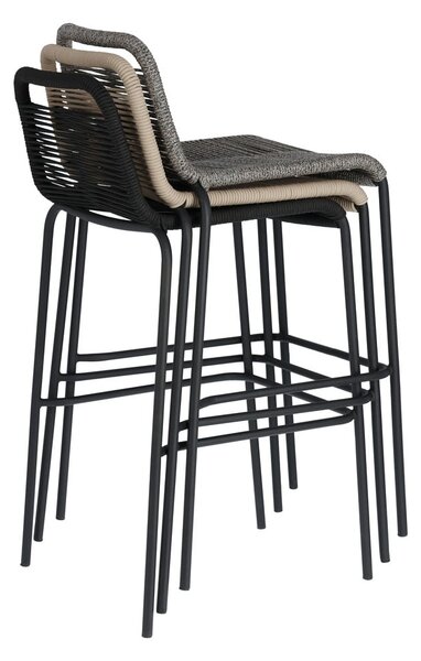 Šedá barová židle s ocelovou konstrukcí Kave Home Glenville, výška 74 cm