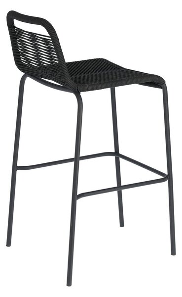 Černá barová židle s ocelovou konstrukcí Kave Home Glenville, výška 74 cm