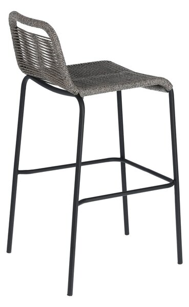 Šedá barová židle s ocelovou konstrukcí Kave Home Glenville, výška 74 cm