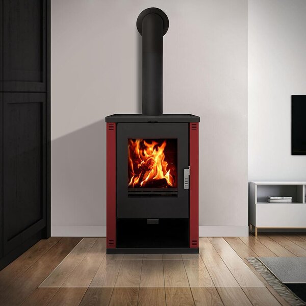 Krbová kamna Verso Theia - 9 kW | Boční panely Bordeaux a moderní design