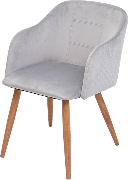 Sada 2 jídelních židlí HWC-D71, židle kuchyňská židle, retro design, područky látka/textil samet světle šedá