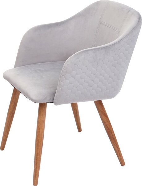 Sada 2 jídelních židlí HWC-D71, židle kuchyňská židle, retro design, područky látka/textil samet světle šedá