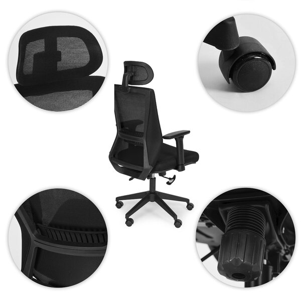 Ergonomická otočná kancelářská židle s nastavitelnou výškou černá ModernHome